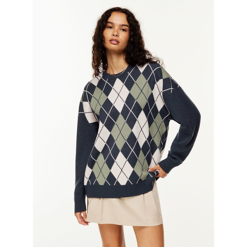 Aritzia Women's Sunday Best Peggy Sweater Merino Wool & Cotton Sz XS Navy Blue